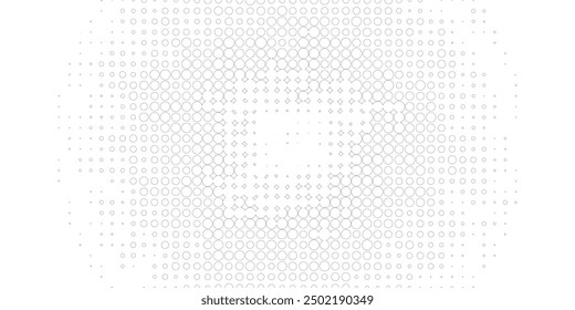 Halftone gradient. Dotted gradient, smooth dots spraying and halftones dot background seamless horizontal geometric pattern vector template set.