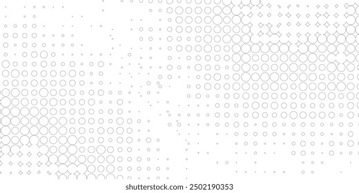 Halftone gradient. Dotted gradient, smooth dots spraying and halftones dot background seamless horizontal geometric pattern vector template set.