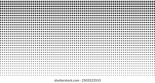 Halftone gradient. Dotted gradient smooth dots spraying and halftones dot background seamless horizontal geometric pattern vector template set.