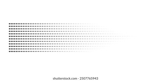 Halftone gradient. Dotted gradient, smooth dots spraying and halftones dot background seamless horizontal geometric pattern vector template set.	