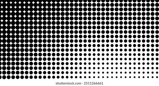 Gradiente de semitono. Gradiente punteado, pulverización de puntos lisos y halftones fondo de puntos sin fisuras patrón geométrico Horizontal conjunto de Plantilla de Vector