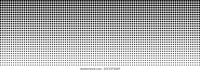 Halftone gradient. Dotted gradient, smooth dots spraying and halftones dot background seamless horizontal geometric pattern vector template set.	