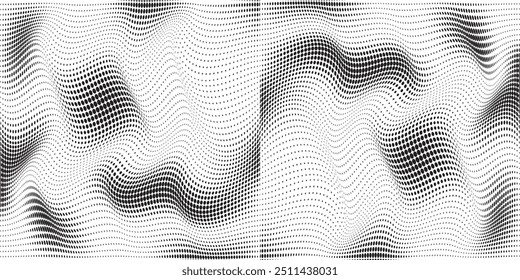  Gradiente de meio-tom. Gradiente pontilhado, pulverização de pontos suaves e fundo de pontos de meio-tom conjunto de modelos de vetor de padrão geométrico horizontal sem costura. ilustrador de vetor