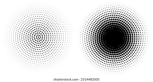 Gradiente de semitono. Gradiente punteado, pulverización de puntos lisos y semitonos fondo de puntos sin fisuras patrón geométrico Horizontal conjunto de Plantilla de Vector	
