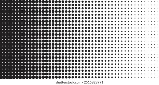Halftone gradient. Dotted gradient, smooth dots spraying and halftones dot background seamless horizontal geometric pattern vector template set. dots eps10
