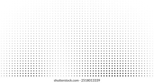 Halftone gradient. Dotted gradient, smooth dots spraying and halftones dot background seamless horizontal geometric pattern vector template set.	
