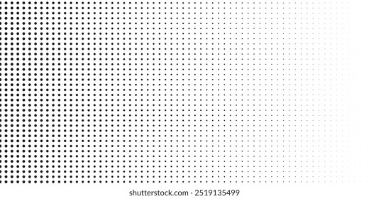 Halbtongradient. Gepunktete Farbverlauf, glatte Punkte Sprühen und Halbtöne Punkt Hintergrund nahtlose horizontale geometrische Muster Vektor Vorlage Satz. EPS10