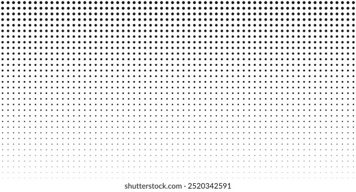 Halftone gradient. Dotted gradient, smooth dots spraying and halftones dot background seamless horizontal geometric pattern vector template set.	