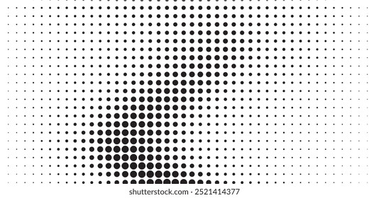 Gradiente de semitono. Gradiente punteado, pulverización de puntos lisos y halftones fondo de puntos sin fisuras patrón geométrico Horizontal conjunto de Plantilla de Vector.	