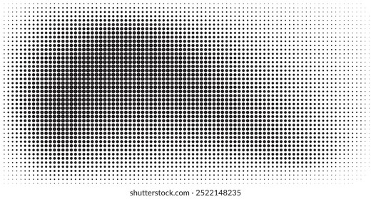 Halftone gradient. Dotted gradient, smooth dots spraying and halftones dot background seamless horizontal geometric pattern vector template set.	