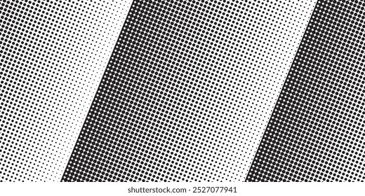 Halftone gradient. Dotted gradient, smooth dots spraying and halftones dot background seamless horizontal geometric pattern vector template set. modern. eps10.