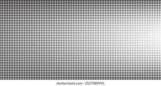 Gradiente de semitono. Gradiente punteado, pulverización de puntos lisos y halftones fondo de puntos sin fisuras patrón geométrico Horizontal conjunto de Plantilla de Vector. eps10.