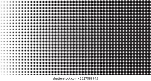 Gradiente de semitono. Gradiente punteado, pulverización de puntos lisos y halftones fondo de puntos sin fisuras patrón geométrico Horizontal conjunto de Plantilla de Vector. eps10.