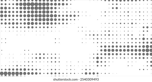 Gradiente de semitono. Gradiente punteado, pulverización de puntos lisos y fondo de puntos semitonos sin patrón geométrico Horizontal