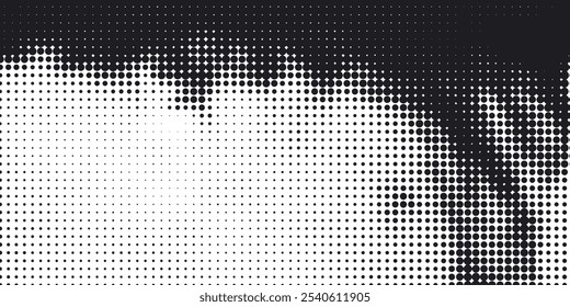 Gradiente de semitono. Gradiente punteado, pulverización de puntos lisos y halftones fondo de puntos sin fisuras patrón geométrico Horizontal conjunto de Plantilla de Vector