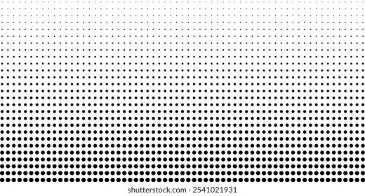 Halftone gradient. Dotted gradient, smooth dots spraying and halftones dot background seamless horizontal geometric pattern vector template set