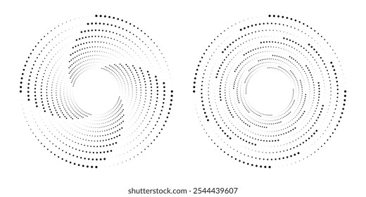 Halftone gradient. Dotted gradient, smooth dots spraying and halftones dot background seamless horizontal geometric pattern vector template set. unique dots modern circles