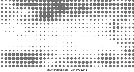 Gradiente de semitono. Gradiente punteado, pulverización de puntos lisos y fondo de puntos semitonos sin patrón geométrico Horizontal