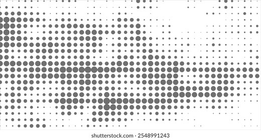 Gradiente de semitono. Gradiente punteado, pulverización de puntos lisos y fondo de puntos semitonos sin patrón geométrico Horizontal