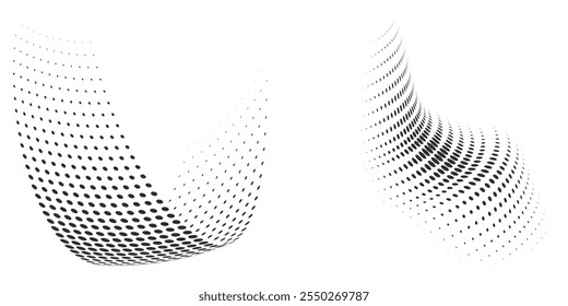 Gradiente de meio-tom. Gradiente pontilhado, pulverização de pontos suaves e fundo de pontos meio-tons conjunto de modelo de vetor de padrão geométrico horizontal sem costura.