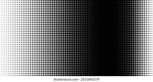 Halftone gradient. Dotted gradient, smooth dots spraying and halftones dot background seamless horizontal geometric pattern vector template set