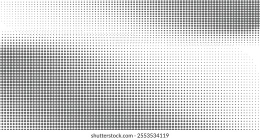 Halftone gradient. Dotted gradient, smooth dots spraying and halftones dot background seamless horizontal geometric pattern vector template set