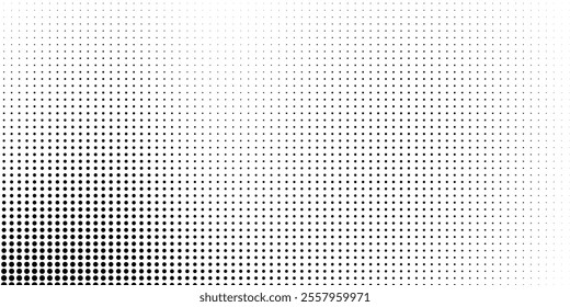Halftone gradient. Dotted gradient, smooth dots spraying and halftones dot background seamless horizontal geometric pattern vector template set
