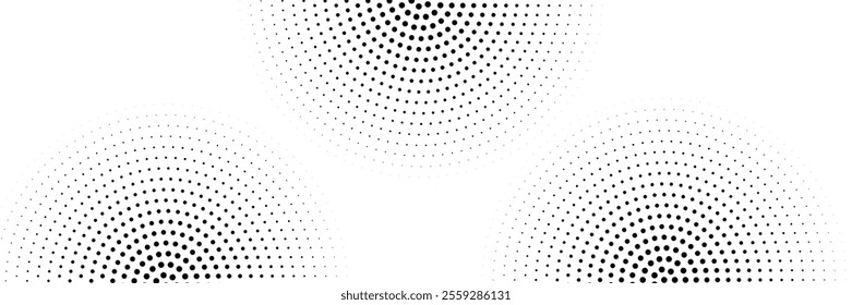 Halftone gradient. Dotted gradient, smooth dots spraying and halftones dot background seamless horizontal geometric pattern vector template set. modern vector ilustration	