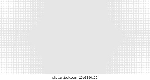 Halftone gradient. Dotted gradient, smooth dots spraying and halftones dot background seamless horizontal geometric pattern vector template set.