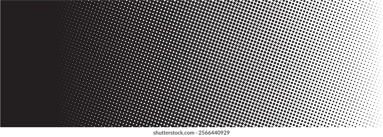 Halftone gradient. Dotted gradient, smooth dots spraying and halftones dot background seamless horizontal geometric pattern vector template set