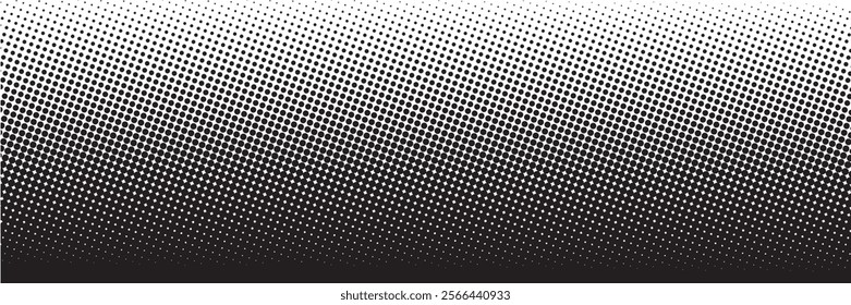 Halftone gradient. Dotted gradient, smooth dots spraying and halftones dot background seamless horizontal geometric pattern vector template set