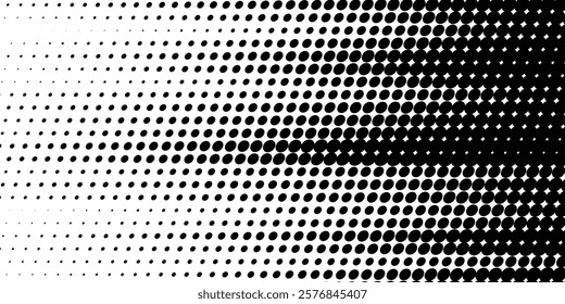 Halftone gradient. Dotted gradient, smooth dots spraying and halftones dot background seamless horizontal geometric pattern vector template set