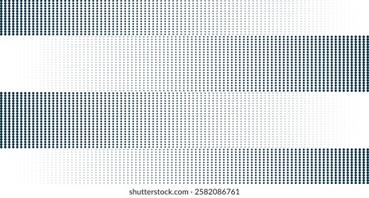 Halftone gradient. Dotted gradient, smooth dots spraying and halftones dot background seamless horizontal geometric pattern vector template set