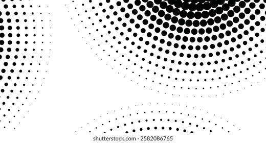 Halftone gradient. Dotted gradient, smooth dots spraying and halftones dot background seamless horizontal geometric pattern vector template set