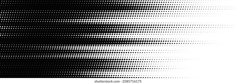 Halftone gradient. Dotted gradient, smooth dots spraying and halftones dot background seamless horizontal geometric pattern vector template set
