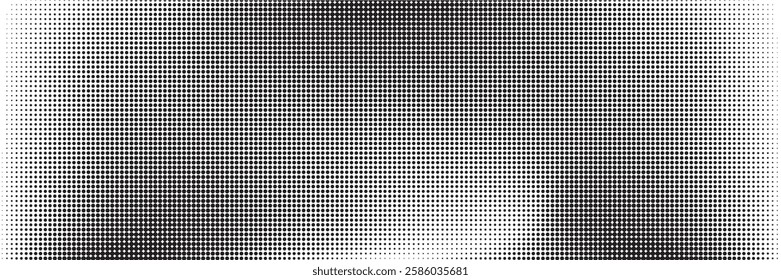 Halftone gradient. Dotted gradient, smooth dots spraying and halftones dot background seamless horizontal geometric pattern vector template set
