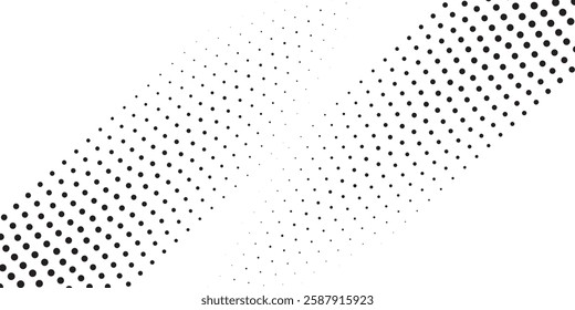 Halftone gradient. Dotted gradient, smooth dots spraying and halftones dot background seamless horizontal geometric pattern vector template set