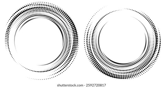 Halftone gradient. Dotted gradient, smooth dots spraying and halftones dot background seamless horizontal geometric pattern vector template set. modern vector ilustration