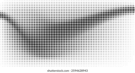 Halftone gradient. Dotted gradient, smooth dots spraying and halftones dot background seamless horizontal geometric pattern vector template set.