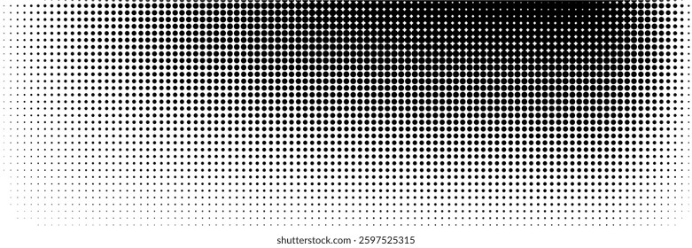 Halftone gradient. Dotted gradient, smooth dots spraying and halftones dot background seamless horizontal geometric pattern vector template set