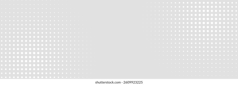Halftone gradient. Dotted gradient, smooth dots spraying and halftones dot background seamless horizontal geometric pattern vector template set. modern vector ilustration	
