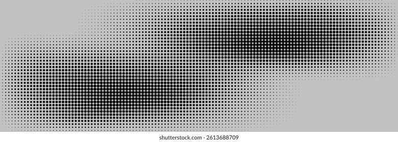 Halftone gradient. Dotted gradient, smooth dots spraying and halftones dot background seamless horizontal geometric pattern vector template set