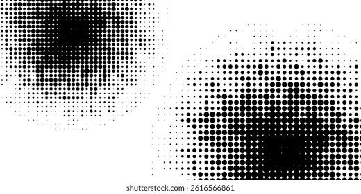 Halftone gradient. Dotted gradient, smooth dots spraying and halftones dot background seamless horizontal geometric pattern vector template set