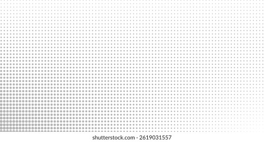 Halftone gradient. Dotted gradient, smooth dots spraying and halftones dot background seamless horizontal geometric pattern vector template set