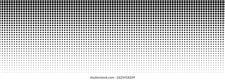 Halftone gradient. Dotted gradient, smooth dots spraying and halftones dot background seamless horizontal geometric pattern vector template set