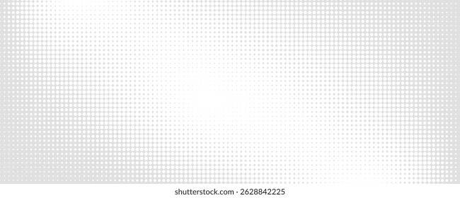 Halftone gradient. Dotted gradient, smooth dots spraying and halftones dot background seamless horizontal geometric pattern vector template set.