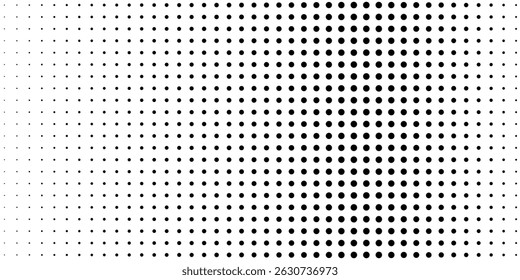 Halftone gradient. Dotted gradient, smooth dots spraying and halftones dot background seamless horizontal geometric pattern vector template set.