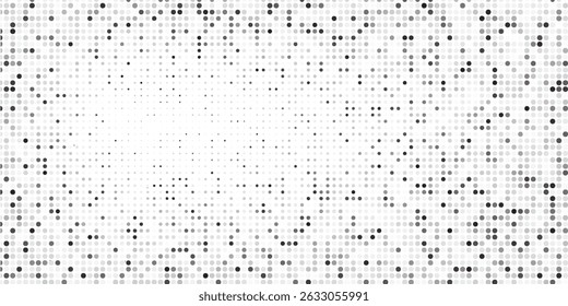 Halftone gradient. Dotted gradient, smooth dots spraying and halftones dot background seamless horizontal geometric pattern