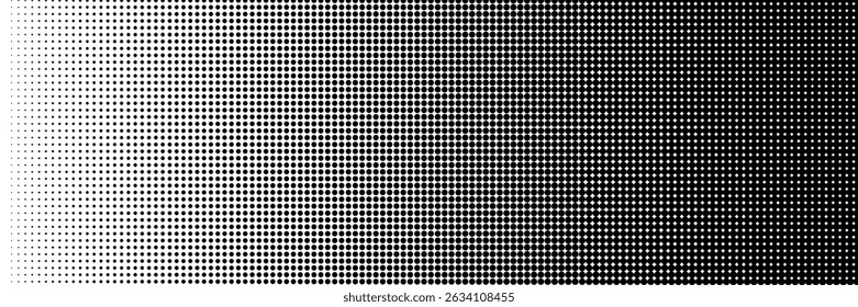 Halftone gradient. Dotted gradient, smooth dots spraying and halftones dot background seamless horizontal geometric pattern vector template set