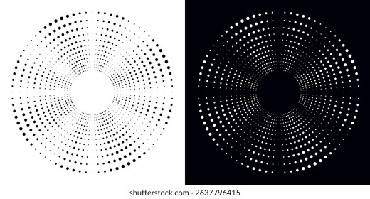 Halftone gradient. Dotted gradient, smooth dots spraying and halftones dot background seamless horizontal geometric pattern vector template set.